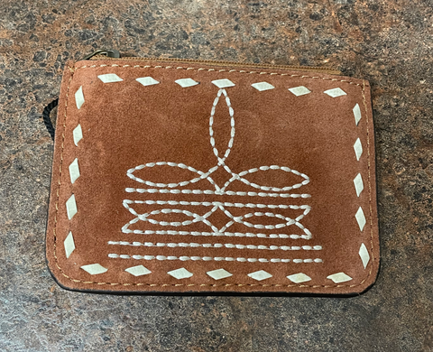 American Darling Suede Boot Stitch Change Purse