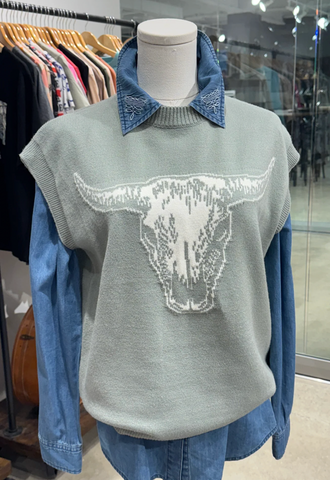 Rockin A Design Sage Skull Sweater Vest Women's