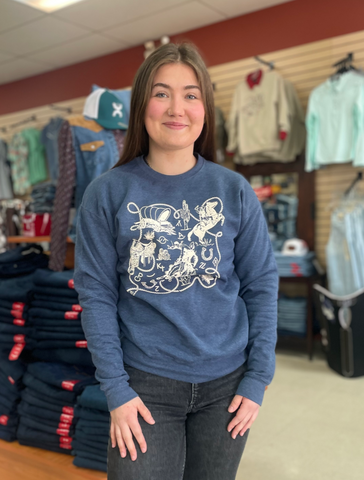 Rockin A Design Western Print Crewneck Women's