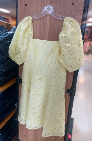Apricot Square Neck Broderie Tie Back Dress Women's