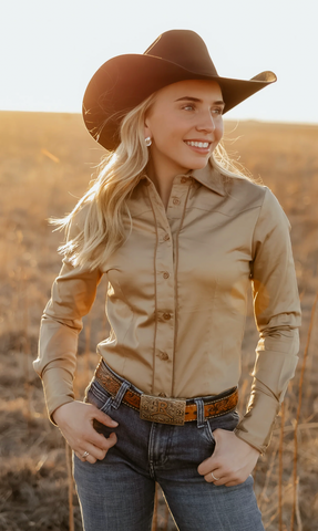 Little Lucille Signature Fit Button Up L/S Shirt Women's