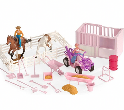 M&F Bigtime Barnyard Pink 4 Wheeler and Stable Set 50820