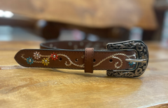 Ariat Brown Flower Belt Girl's A1308702