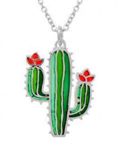 Wyo-Horse Stained Glass Cactus Necklace J396