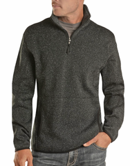 Panhandle Slim Black 1/4 Zip Melange Pullover Mens DW91C08627