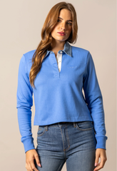 Kimes Ranch Jamila Women's denim collar 1/4 button top