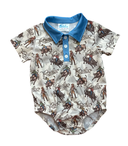 Shae Baby Rodeo Bull Rider S/S Polo Onesie Infant