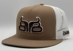 Baredown Flat Brim Cap tan W brown Logo