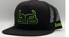 Baredown Flat Brim Cap Black W Green Logo