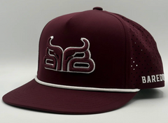 Baredown Flat Brim Cap Burgundy W Mesh Back