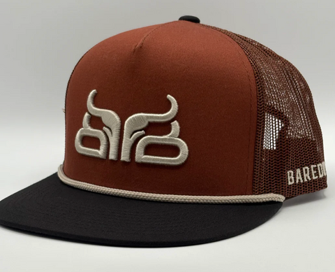 Baredown Brown Flat Brim Cap Brown W Black Brim