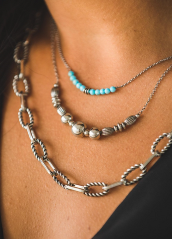 West & Company Plated Beaded Bar Necklace
