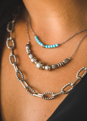 West & Company Plated Beaded Bar Necklace