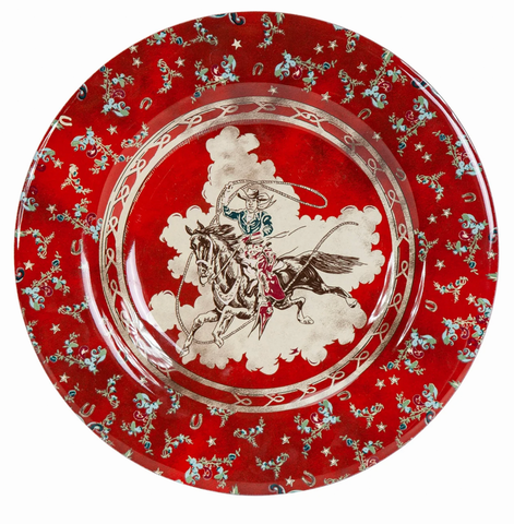 HiEnd Accents Melamine Dinnerware Set- Patchwork Bandana 14PC