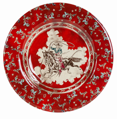 HiEnd Accents Melamine Dinnerware Set- Patchwork Bandana 14PC