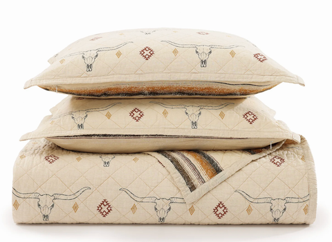 HiEnd Reversible Quilt Set -Longhorns