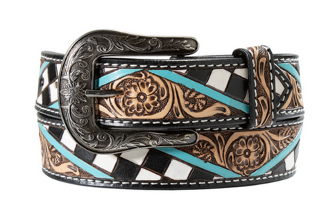 Angel Ranch Tooled/Checkered Belt Women's