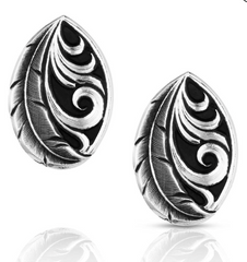 Montana Silversmiths Earrings- Slvr Drop Feather