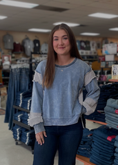 Mystree Denim Wash CrewNeck Women's