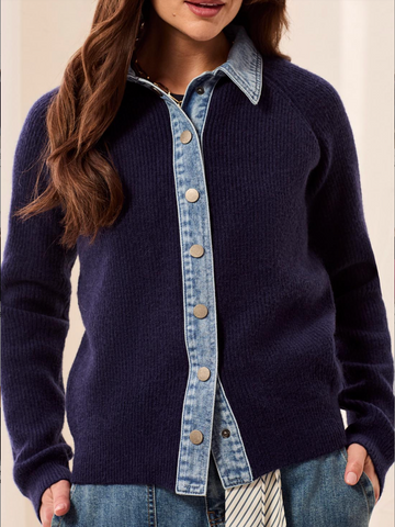 Tribal Sweater W/ Denim Trim Women's