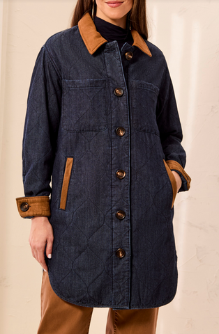 Tribal Quillted Denim Jacket W/ Suede Women's