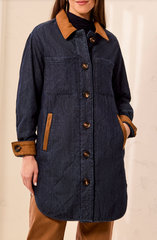 Tribal Jeans Quillted Denim Jacket W/ Suede Women's