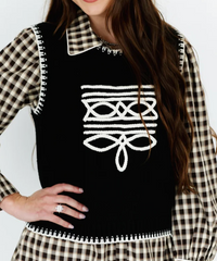Turquoise Haven TH4215 BLACK STITCH sweater vest