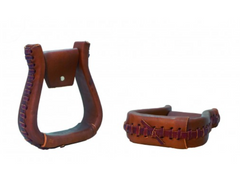 WESTERN RAWHIDE 2" LEATHER COVERED VASALIA STIRRUPS 183700-57