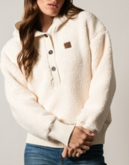 Kimes Ranch Women's Shayla 1/2 button Hooded Sherpa rib pullover Jacket