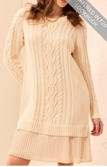 Tribal Jean L/S SWEATER DRESS W/CHIFFON-MOONSTONE
