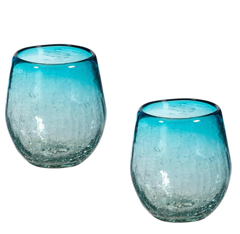 Evergreen Bambeco Maya Aqua Stemless Glasses 8 Oz