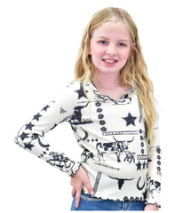 Cowgirl Hardware Western Liberty V-Neck L/S Top Kids