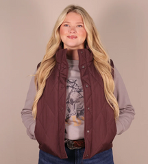 Hooey Cassidy Maroon Quilted Vest Women's