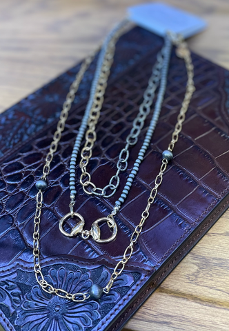 West & Co. 2 Toned Bit Pendant Layered Necklace