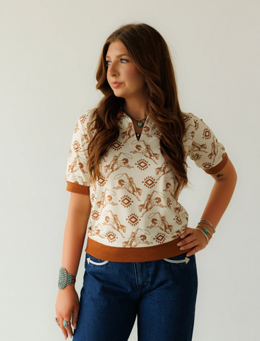 Howdy Hanny Aztec S/S Polo Shirt Women's