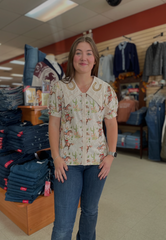 Howdy Hanny Cactus Cowgirl Embroidery Collar Shirt Women's
