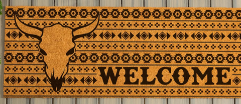 Evergreen Welcome Mat Steer Skull
