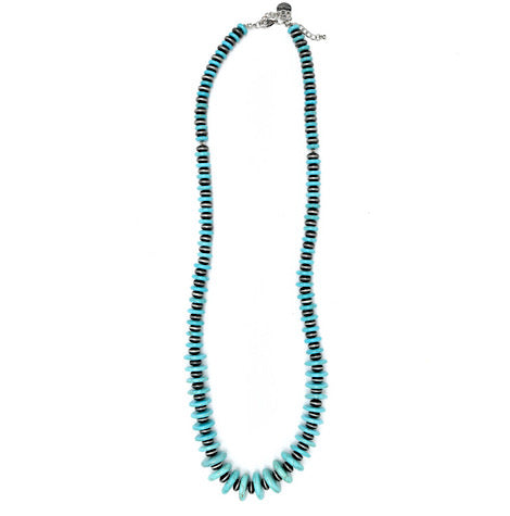 West & Co. Turquoise and Faux Navajo Pearl Graduated Disc Necklace