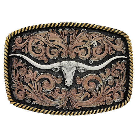 Montana Attitude Buckle Tri-Color Texas Longhorn A711