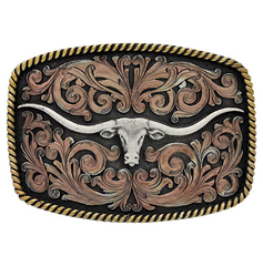 Montana Attitude Buckle Tri-Color Texas Longhorn A711
