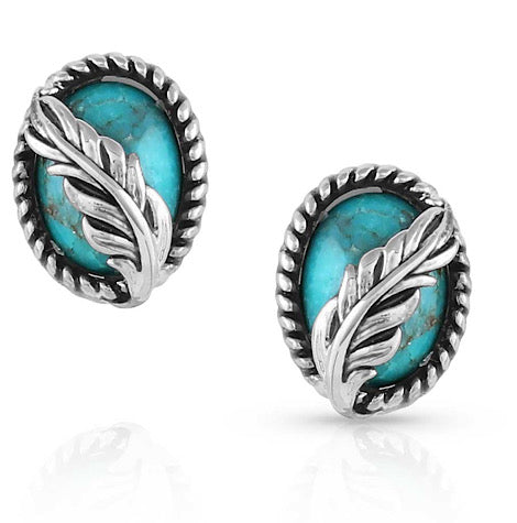 Montana Silver World's Feather Turquoise Post Earrings ER5375