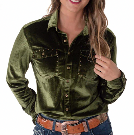 Cowgirl Tuff Pullover Button-Up Velvet