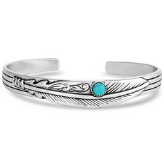 Montana Silver Solo Flight Turquoise Feather Cuff Bracelet BC5486