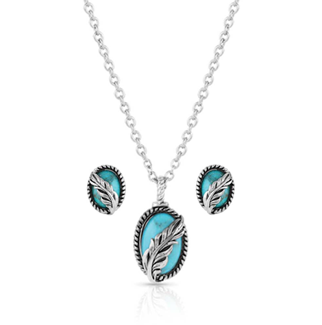 Montana Silversmiths World's Feather Turquoise Jewelry Set JS5375