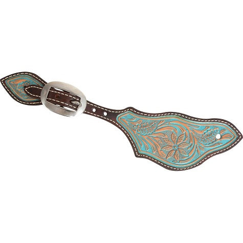 Martin Rancher Spur Strap W/tooled Turq Desert Flower