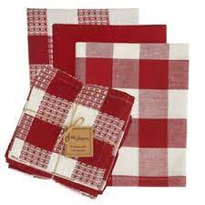 Park Designs Wicklow Check Red Cream 4 Piece Dish Towel Set