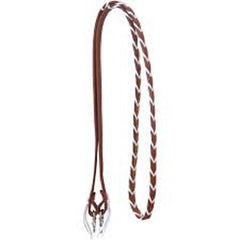 Raftter T Harness Leather Barrel Rein W/ Silver Plaiting
