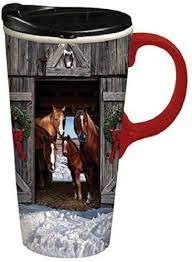 Evergreen Christmas Horse Travel Mug