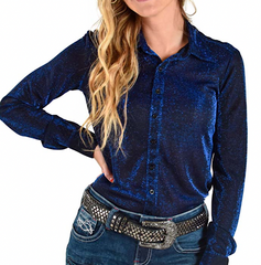 Cowgirl Tuff Pullover Button Up Lightweight Stretch Shimmer F00503