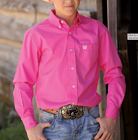 Cinch L/S Solid Pink Shirt Boys MTW7060026